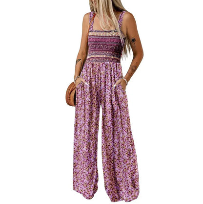 Women's Sleeveless Bohemian Jumpsuit with Pockets