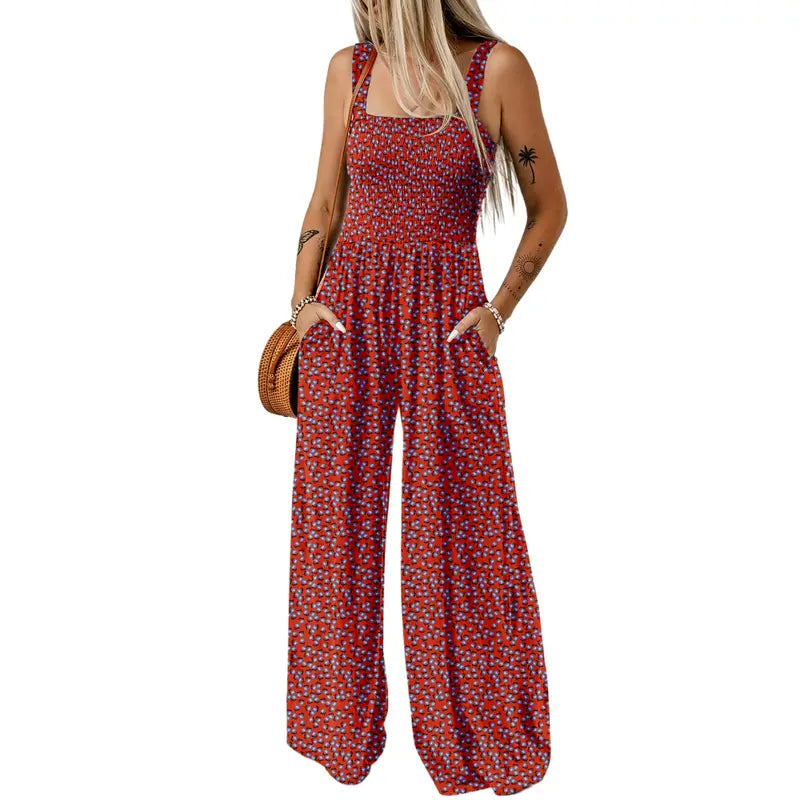 Women's Sleeveless Bohemian Jumpsuit with Pockets