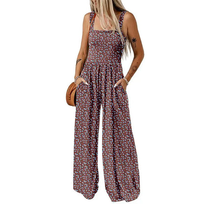 Women's Sleeveless Bohemian Jumpsuit with Pockets
