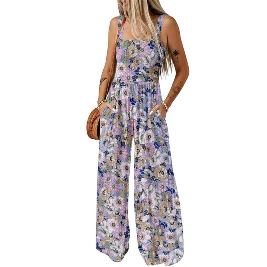 Women's Sleeveless Bohemian Jumpsuit with Pockets