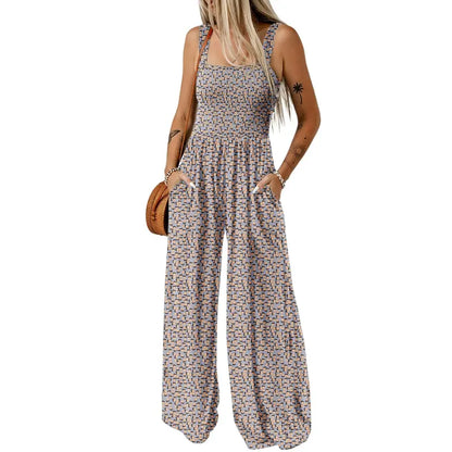 Women's Sleeveless Bohemian Jumpsuit with Pockets