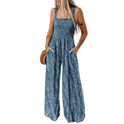 Women's Sleeveless Bohemian Jumpsuit with Pockets