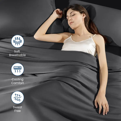 Bamboo Sheets Set 4Pc,Cooling Breathable & Hotel Luxury Super Silky Soft