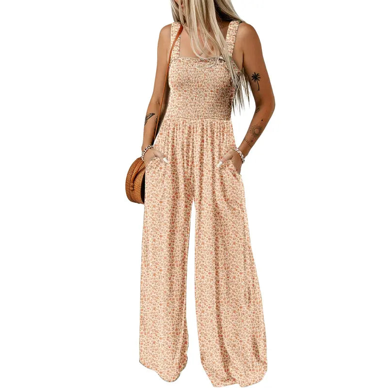 Women's Sleeveless Bohemian Jumpsuit with Pockets