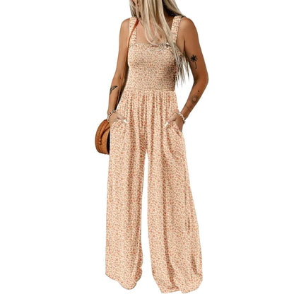 Women's Sleeveless Bohemian Jumpsuit with Pockets
