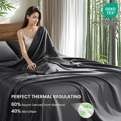 Bamboo Sheets Set 4Pc,Cooling Breathable & Hotel Luxury Super Silky Soft
