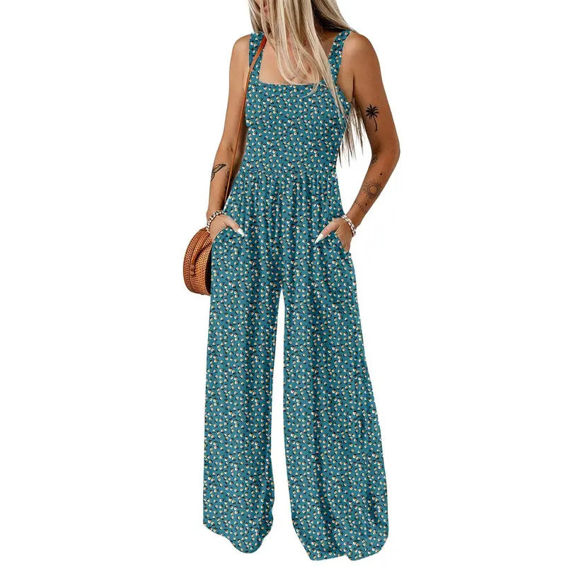 Women's Sleeveless Bohemian Jumpsuit with Pockets
