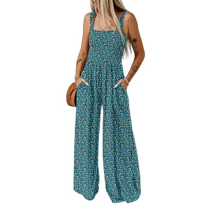 Women's Sleeveless Bohemian Jumpsuit with Pockets