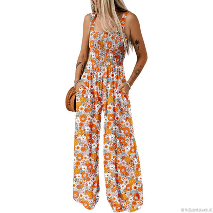 Women's Sleeveless Bohemian Jumpsuit with Pockets