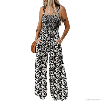 Women's Sleeveless Bohemian Jumpsuit with Pockets