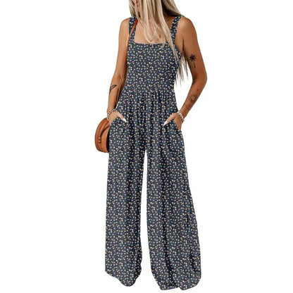 Women's Sleeveless Bohemian Jumpsuit with Pockets