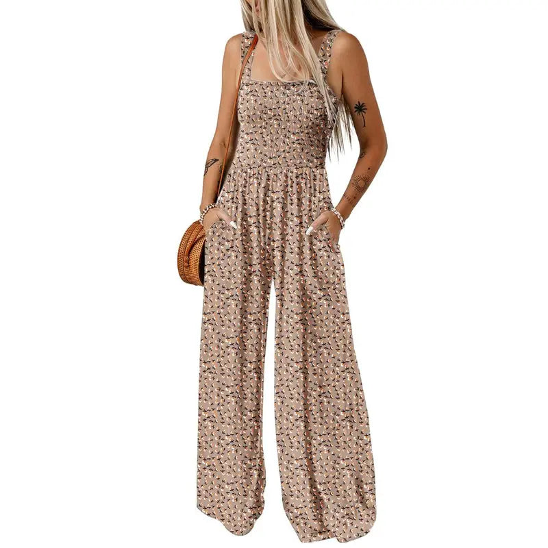 Women's Sleeveless Bohemian Jumpsuit with Pockets