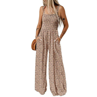 Women's Sleeveless Bohemian Jumpsuit with Pockets