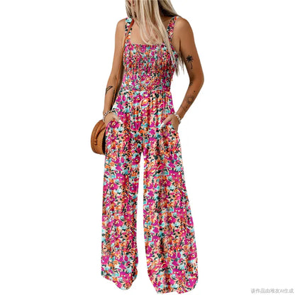 Women's Sleeveless Bohemian Jumpsuit with Pockets