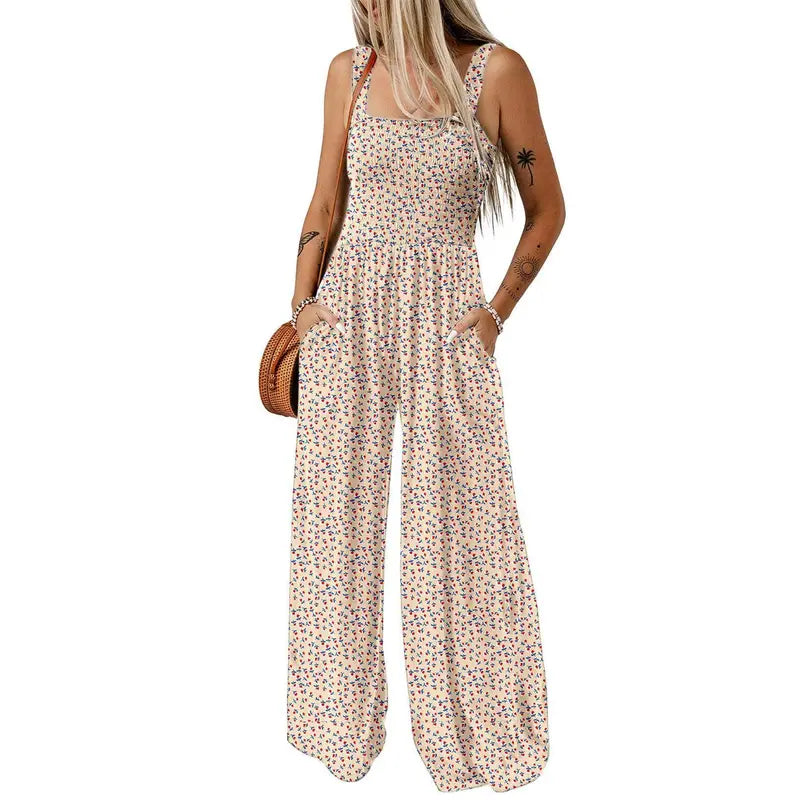 Women's Sleeveless Bohemian Jumpsuit with Pockets