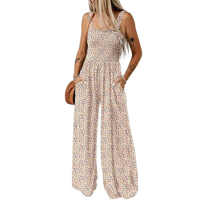 Women's Sleeveless Bohemian Jumpsuit with Pockets