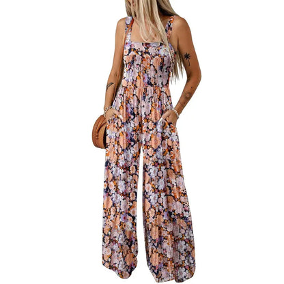 Women's Sleeveless Bohemian Jumpsuit with Pockets